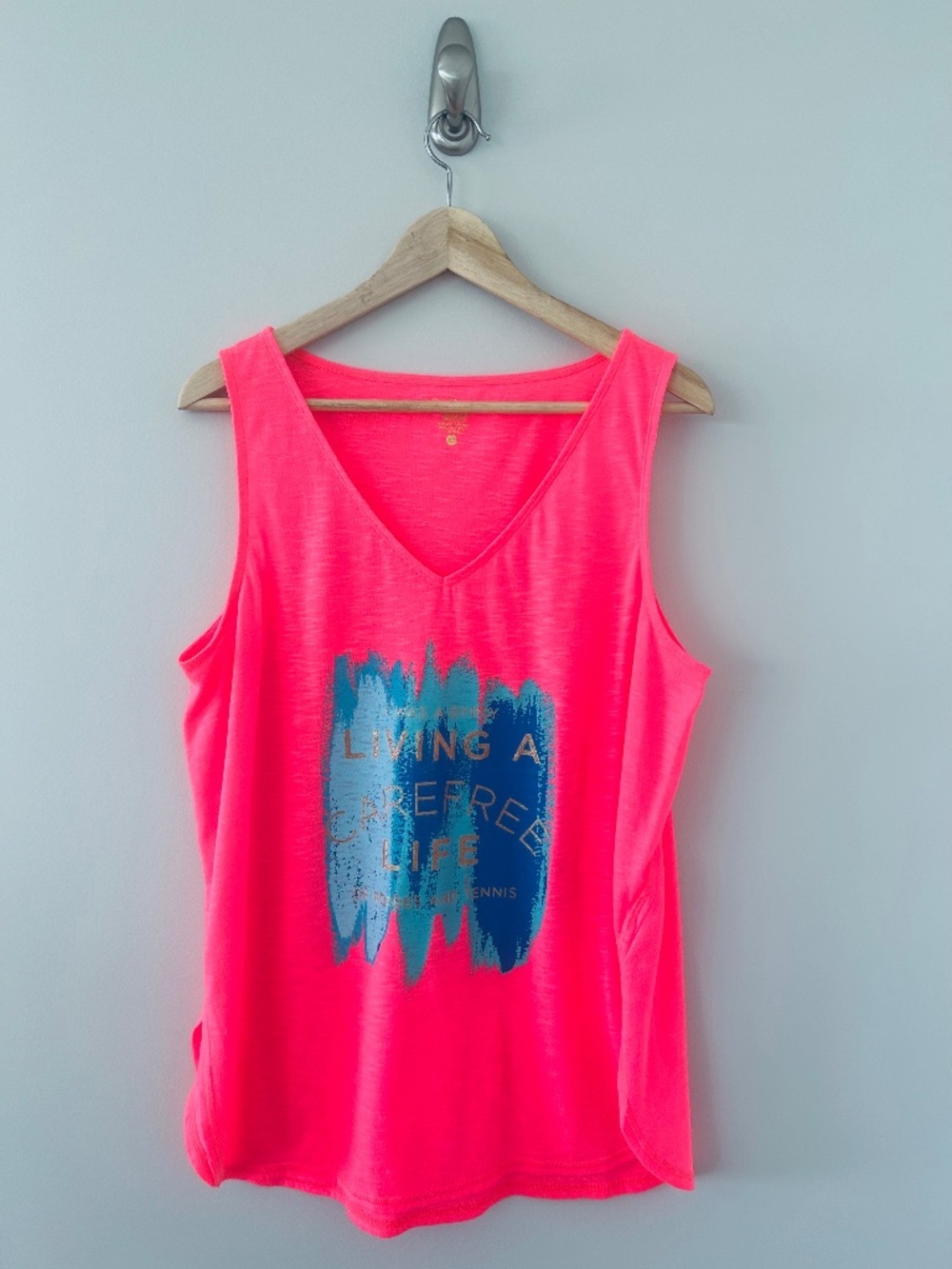 Lilly Pulitzer Luxletic Brooke Tank in Carefree Brush Stroke/Coral  Sz XL -EUC